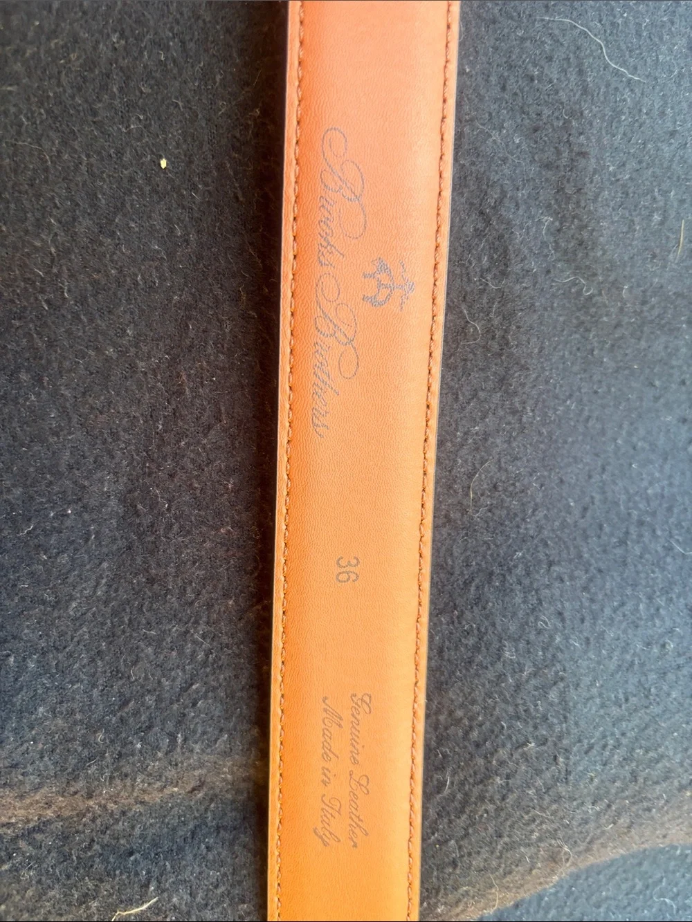 Brooks Brothers Tan Leather Dress Belt with Embossed Logo